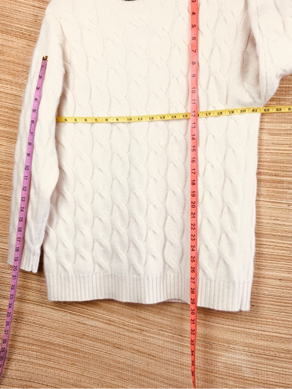 Vintage 90s /Y2K Lauren Ralph Lauren Merino-Angora-Cashmere Cable Knit Sweater L - Picture 10 of 10